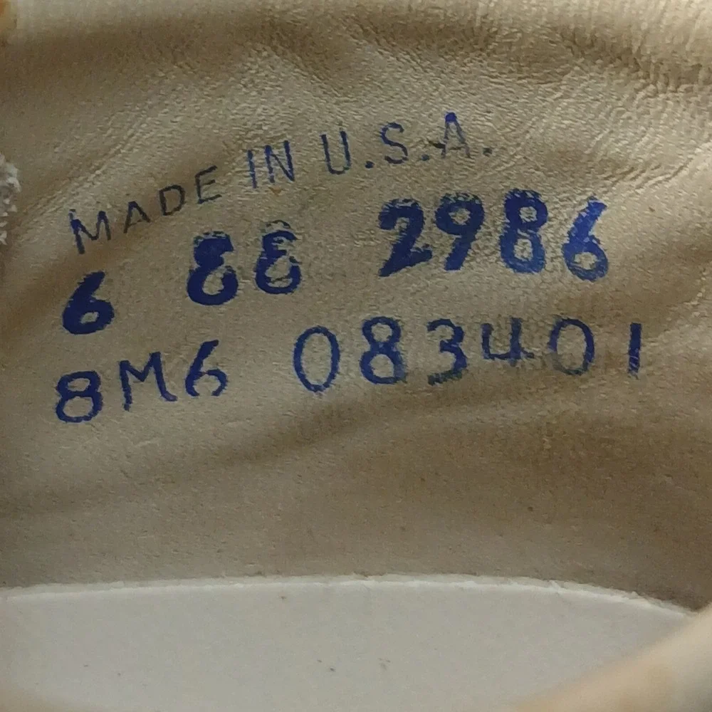Stride Rite Walking Shoes Unisex 6M White Leather Vintage Lace Up Moc Toe USA